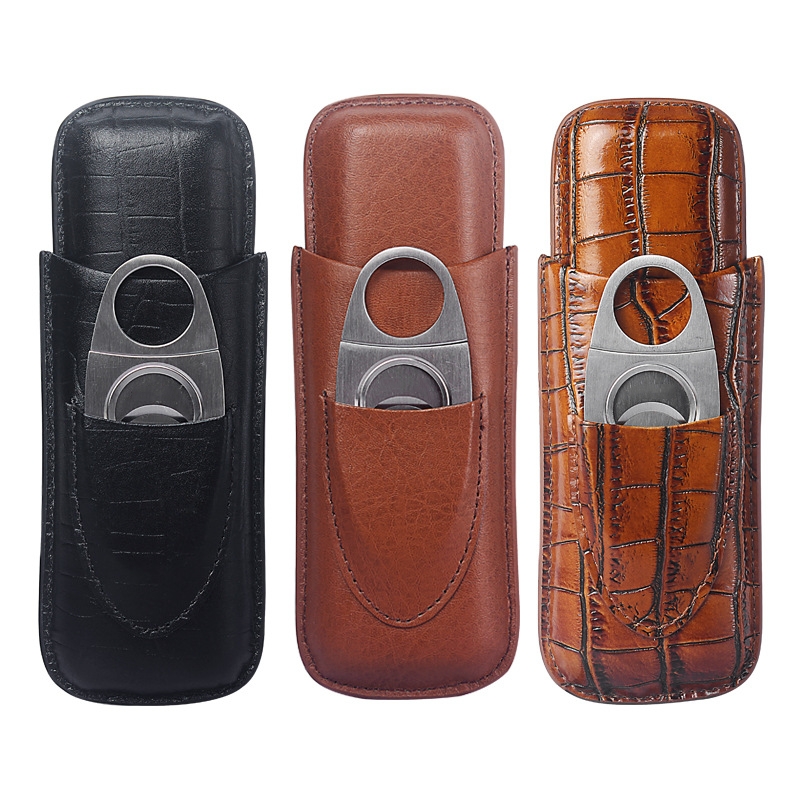 Premium Cigar Case - Компактный кожаный футляр для сигар, в