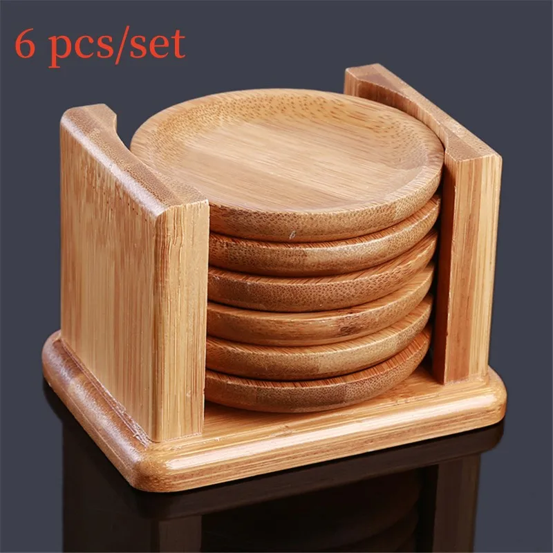 6 шт. круглые бамбуковые подст – обзор и цена Marble Coaster Set