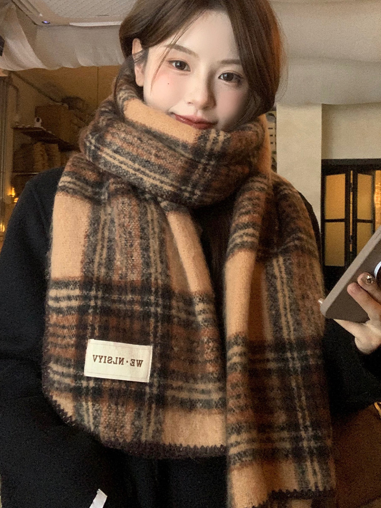 Коричневый шарф в клетку, унис – обзор и цена Cashmere Scarf