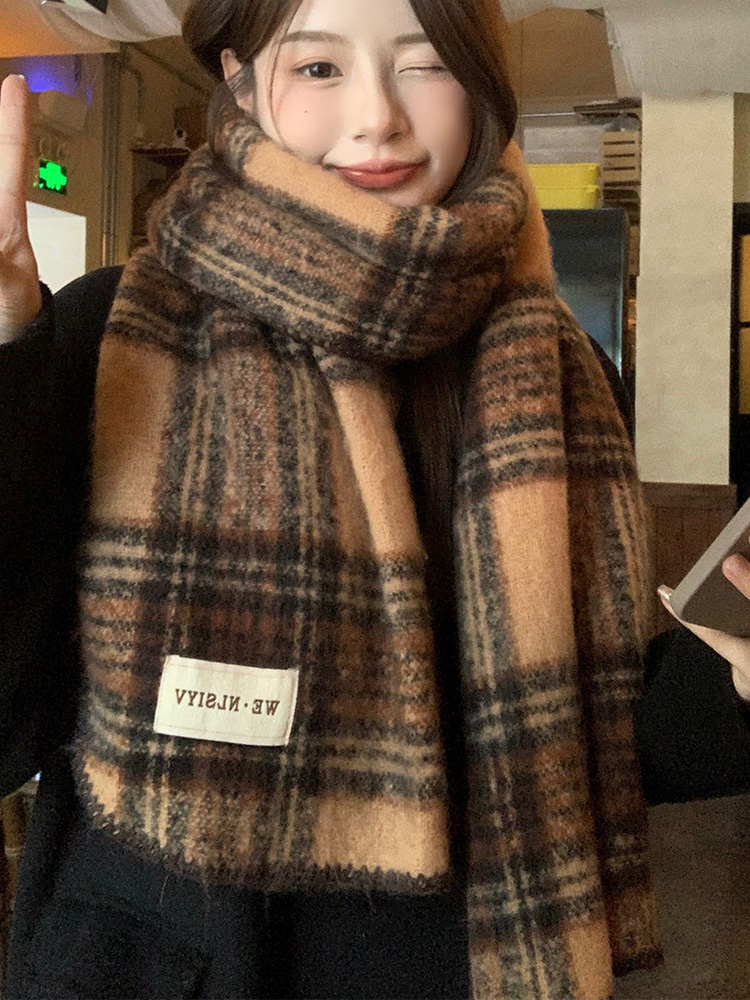 Коричневый шарф в клетку, унис – обзор и цена Cashmere Scarf