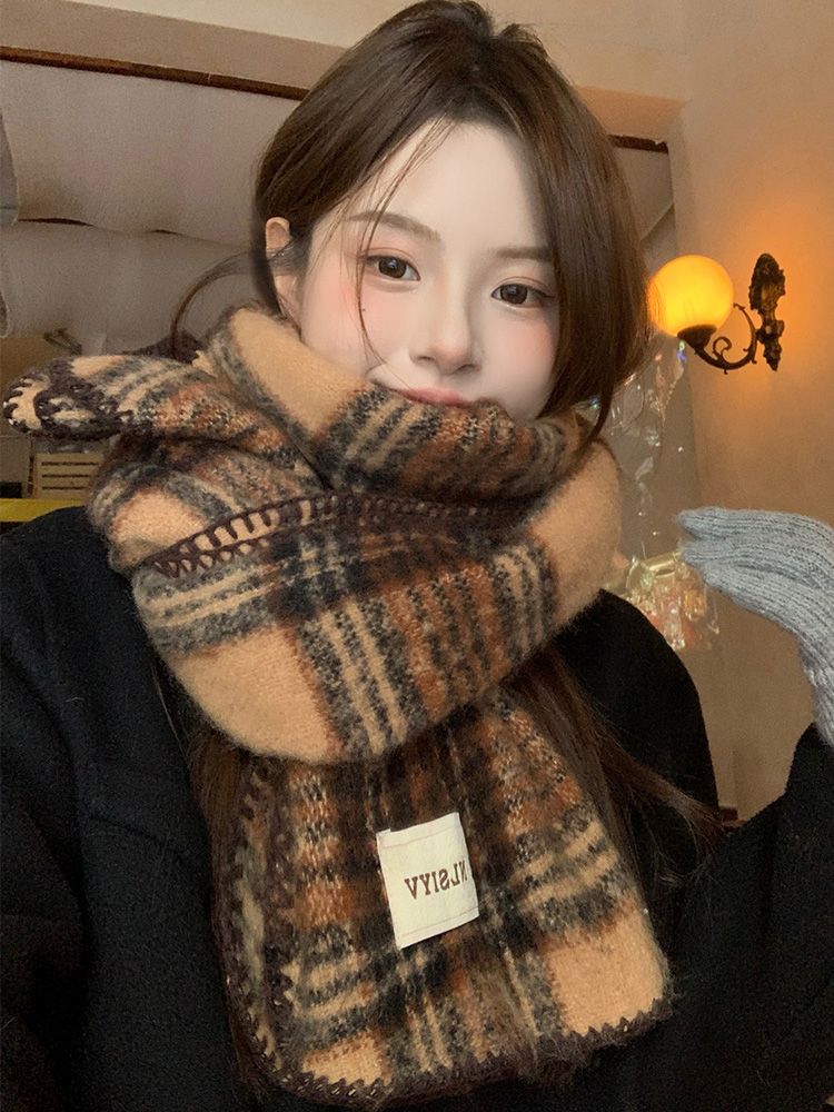 Коричневый шарф в клетку, унис – обзор и цена Cashmere Scarf